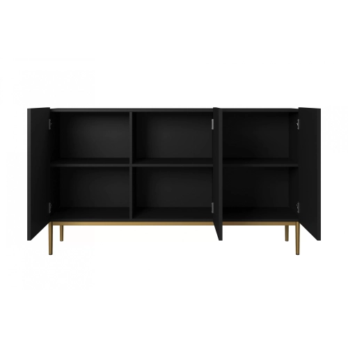Komoda Nicole 150 cm - czarny mat / złote nóżki